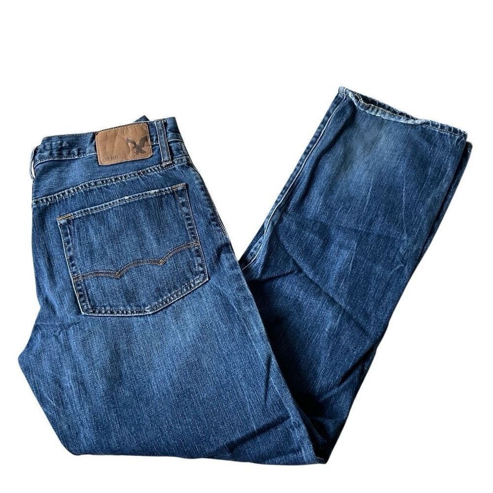 American Eagle Outfitters Mens Cotton Relaxed Straight Leg Jeans Blue Size 31/32